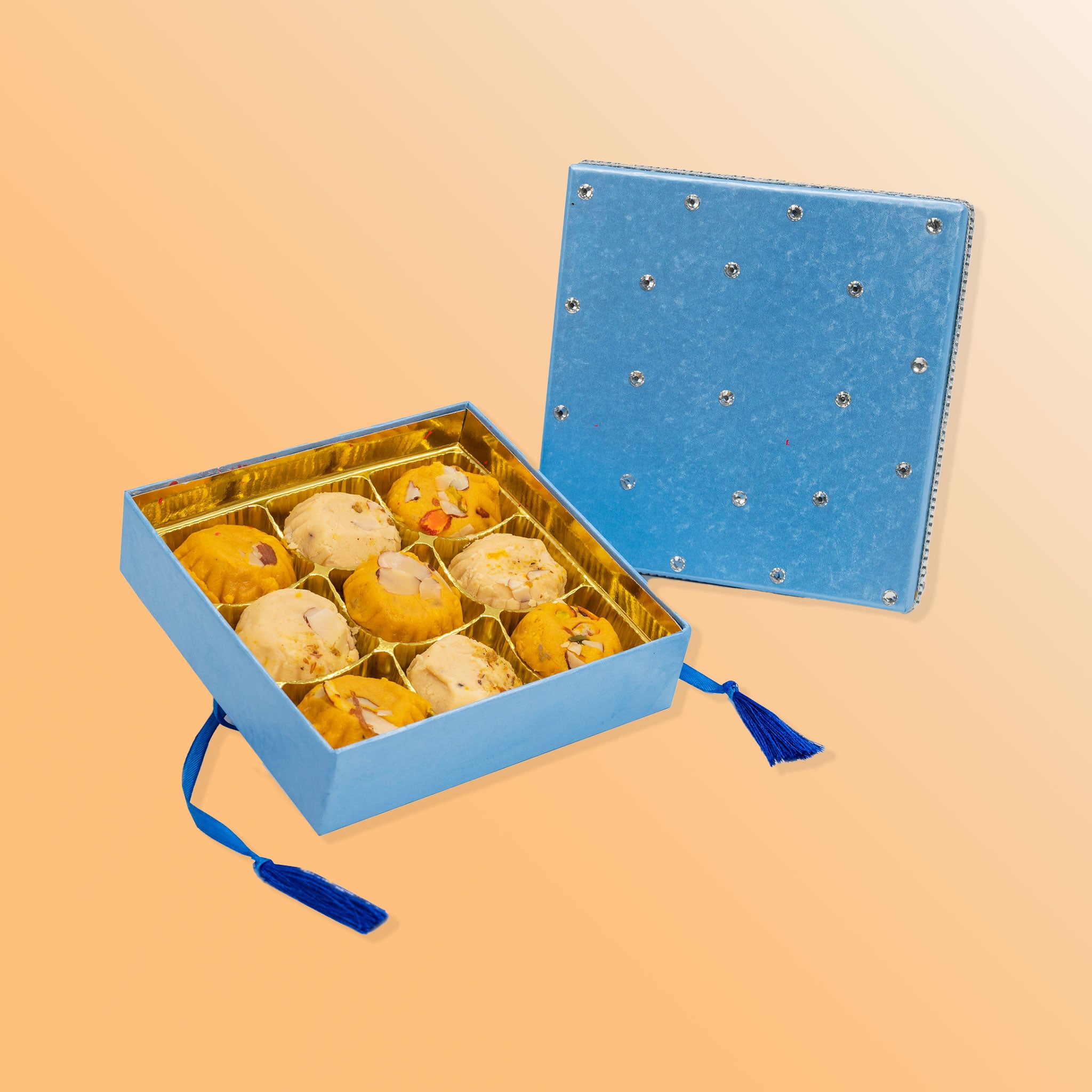 Blue Kundan Penda 9pc