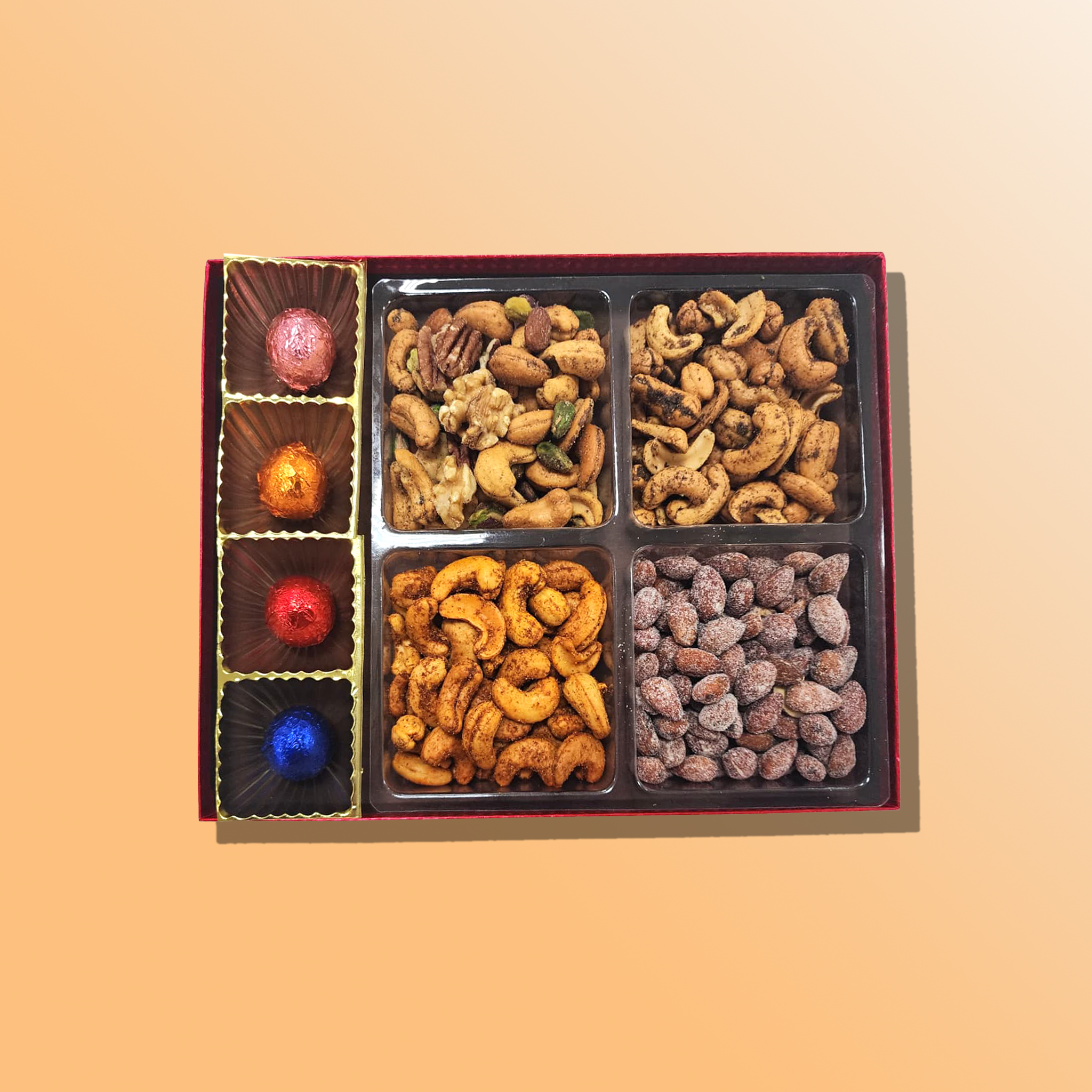Holiday Red Nuts and Chocolates