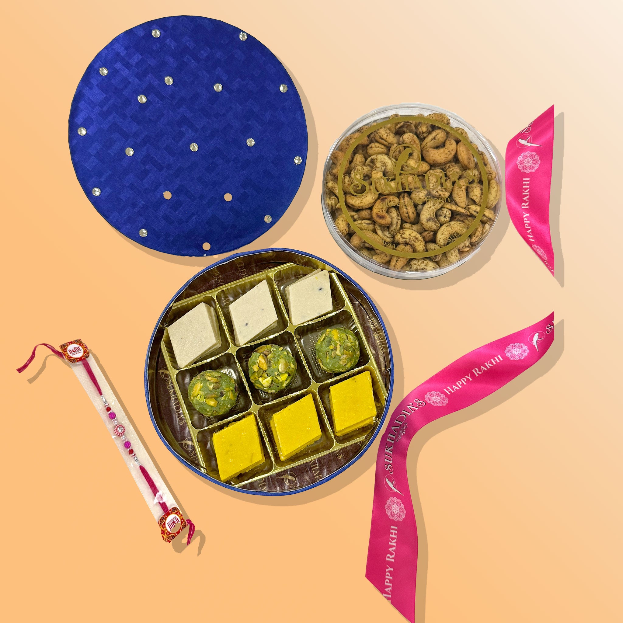 Rakhi Royal Blue Mithai & Nuts (with Rakhi)