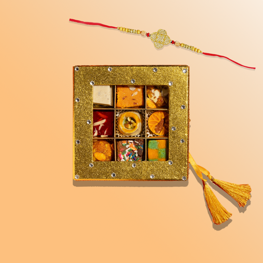 Golden Jewels 9pc with Rakhi