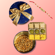 Royal Blue Combo - Cashews & Sweets with Rakhi
